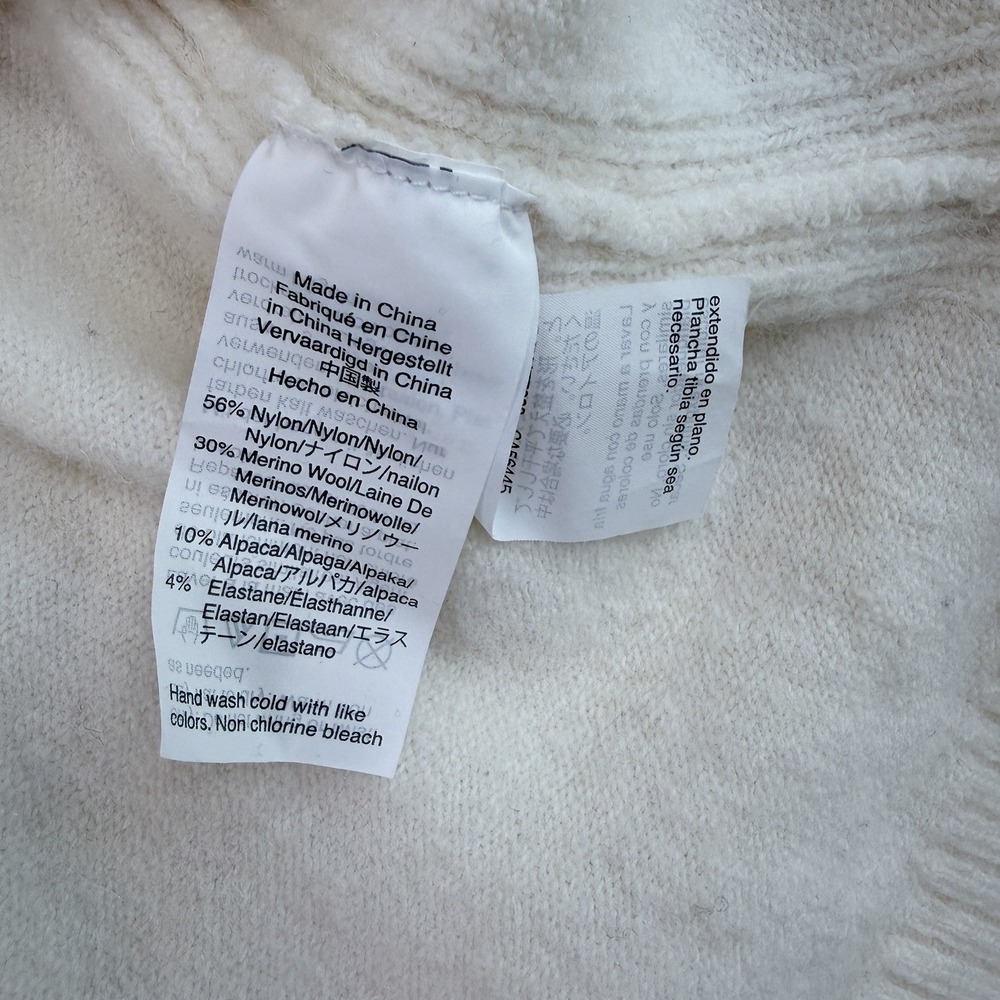 J Crew Womens V-Neck Sweater Sz L Cream Alpaca Wool Blend Varsity Preppy Cozy - Picture 4 of 6